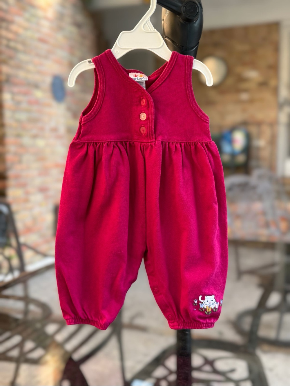 Vintage Carter's Red Baby Overalls Romper, 3-6M